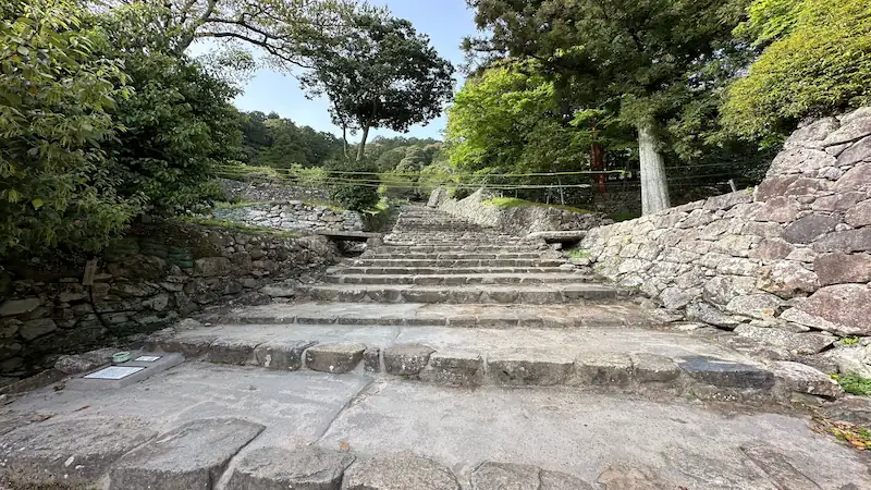 Otemichi Main Approach of Azuchi Castle Ruins, Straight Stone Steps Leading to the Front Entrance Route, Historic Castle Remains
