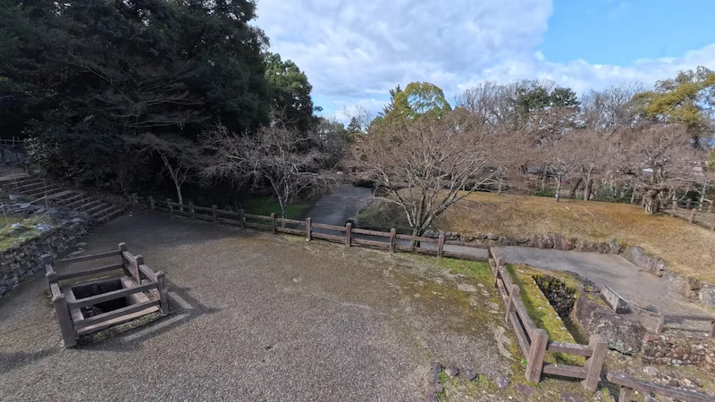Ruins landscape around Lord Nobunaga's Residence Ruins inside Gifu Park