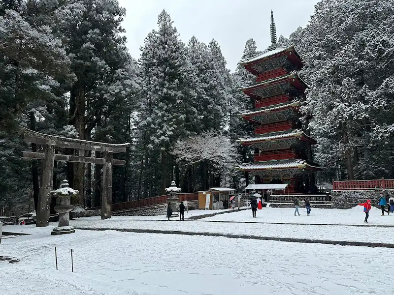 日光東照宮 一の鳥居からの五重塔の眺め