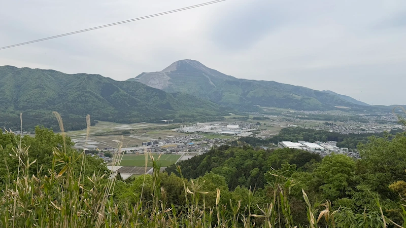 View over northern Ōmi from near Yokoyama Castle North Castle, with Lake Biwa and Mount Ibuki visible