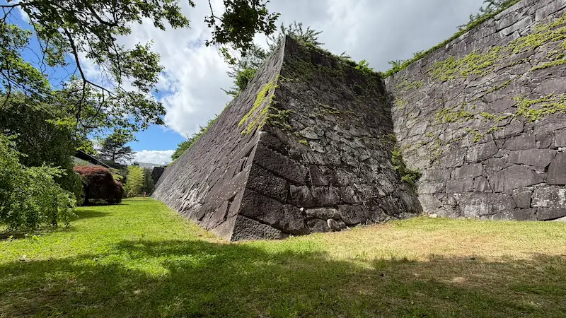 Stone walls at Morioka Castle — surviving ruins