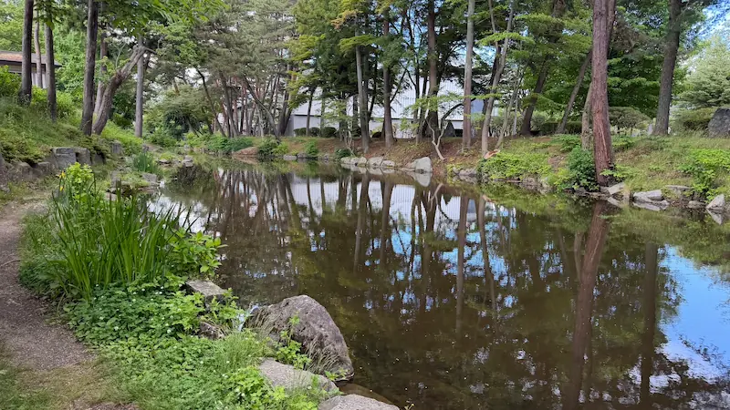 Tsuru-ga-ike Pond in Morioka Castle Ruins Park
