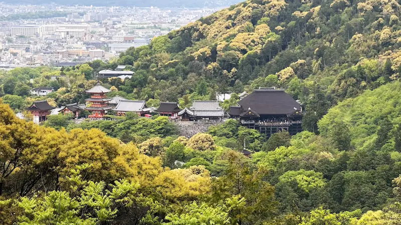 豊国廟・山上墓所から見た清水寺方面の眺望（訪問時）
