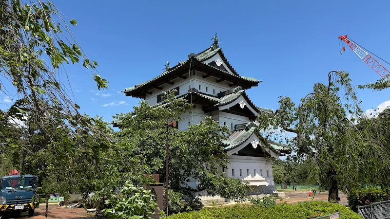 Stone wall repair area at Hirosaki Castle (May 2026)
