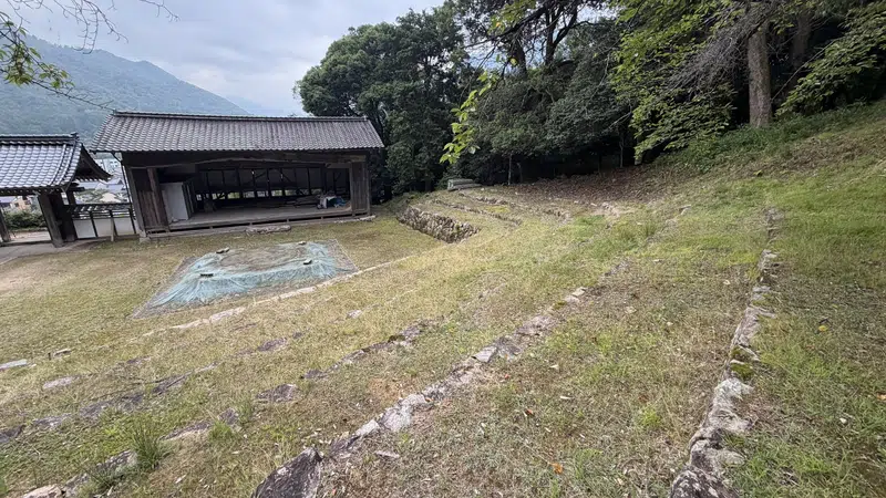 A dohyo, or sumo ring, on the grounds of Hyome-jinja Shrine.