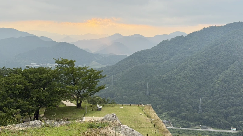 Kita-Senjo, the first bailey visitors reach inside Takeda Castle Ruins.