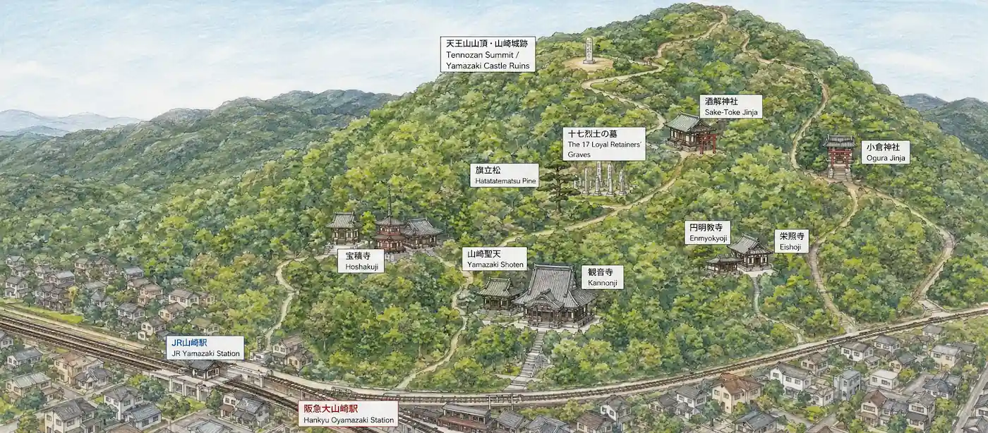Mount Tennōzan hiking route map