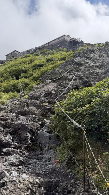 雲の切れ間から見える高所の斜面