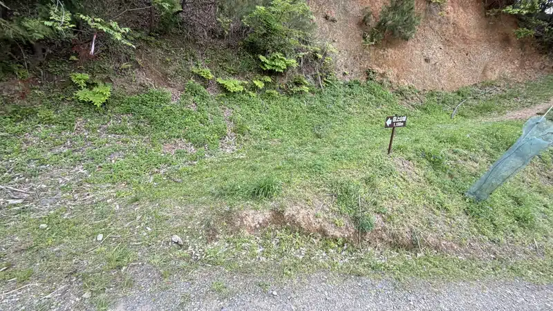 A small sign pointing in the direction of the fort