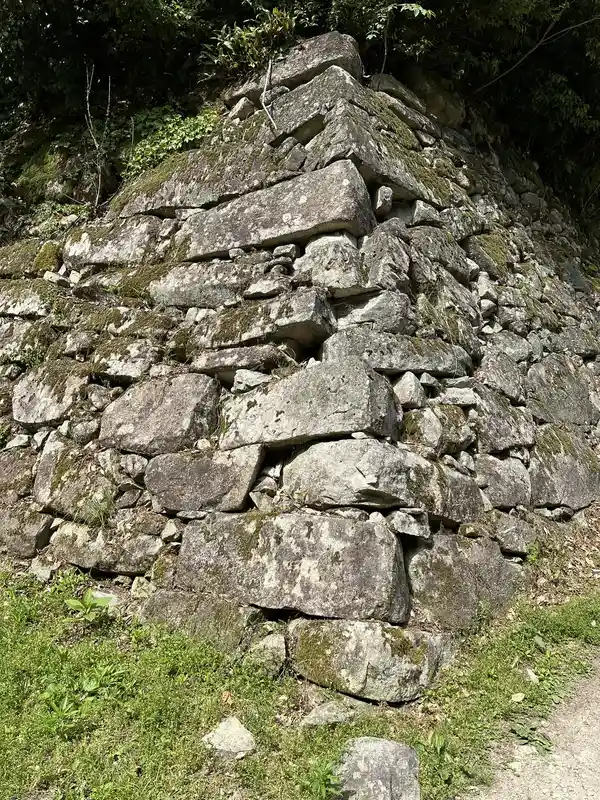A stone-wall corner on the south side of the Ninomaru, seen from below. Large stones are stacked high.