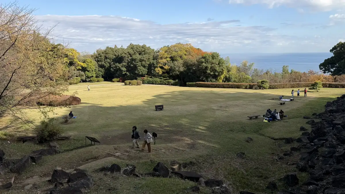 The lawn of the second enclosure seen from above