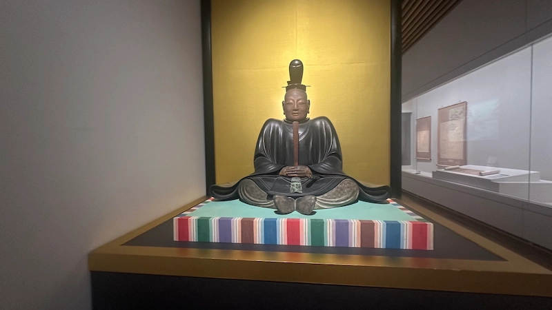 Replica of Tokugawa Ieyasu's life-size statue displayed in the Edo-Tokyo Museum exhibition at the Shizuoka City Museum of History