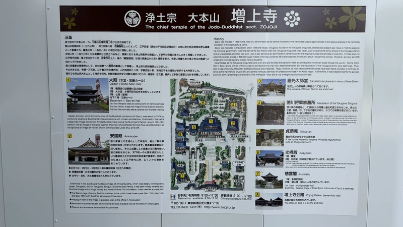 General visitor information board at Zojoji