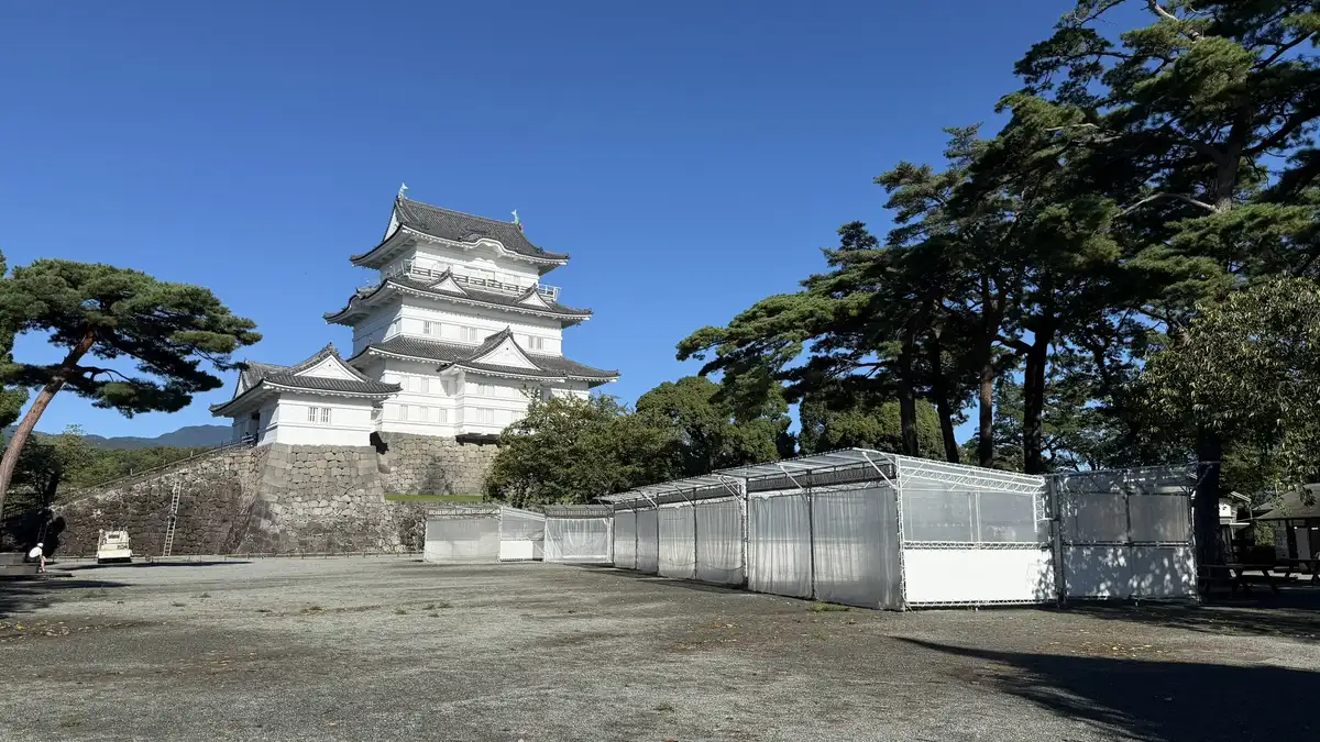 Odawara Castle keep seen from the Honmaru square