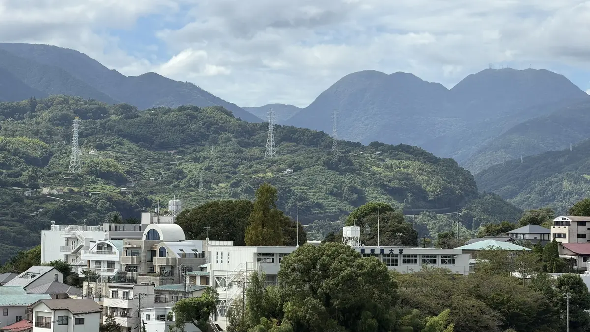 City and the mountains toward Hakone seen from the keep