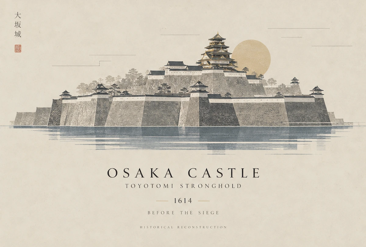 Osaka Castle, the Toyotomi stronghold destroyed in the Siege of Osaka of 1614 to 1615