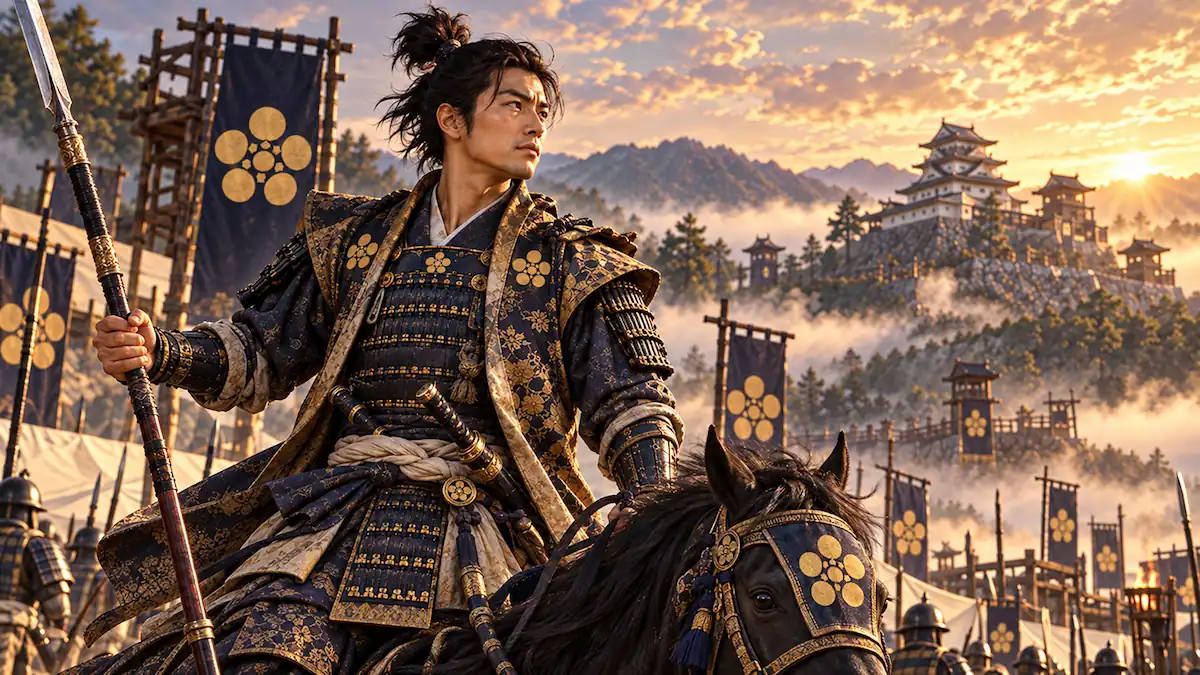 AI-generated image of young Maeda Toshiie in samurai armor