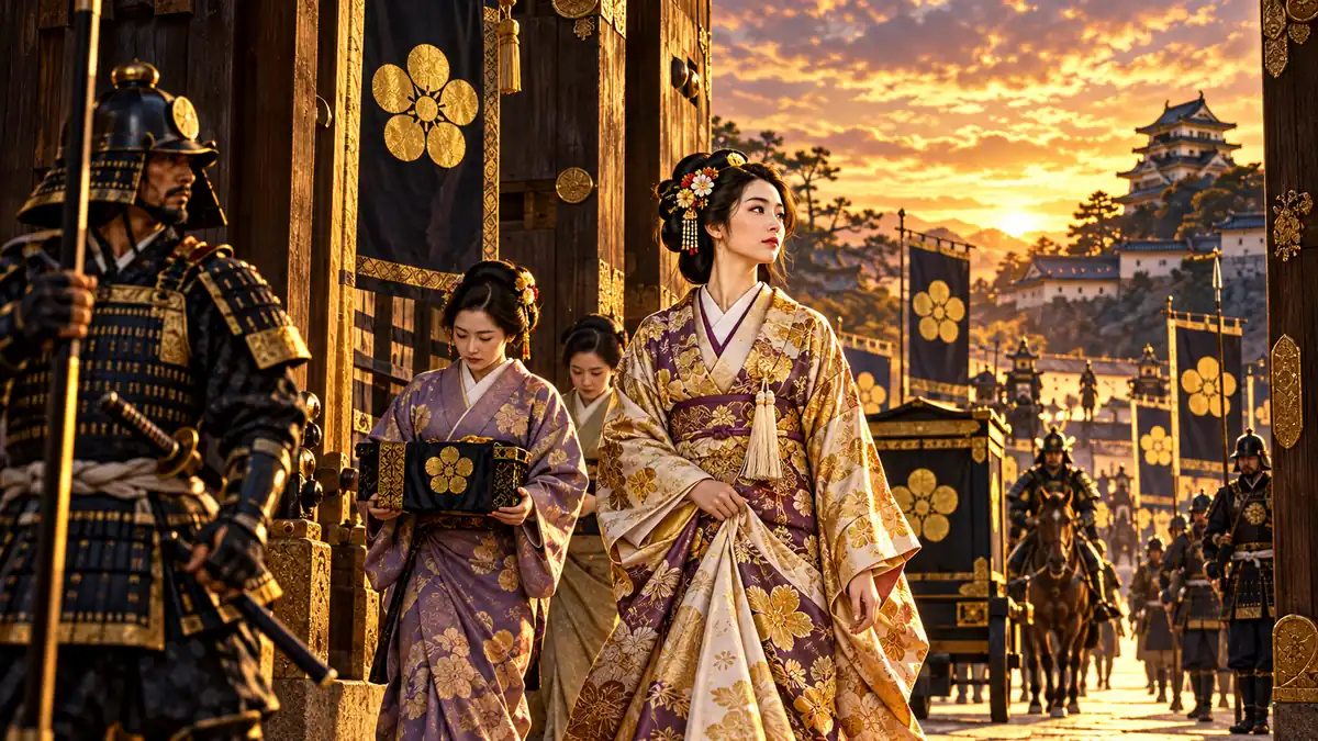 AI-generated image representing Matsu leaving for Edo