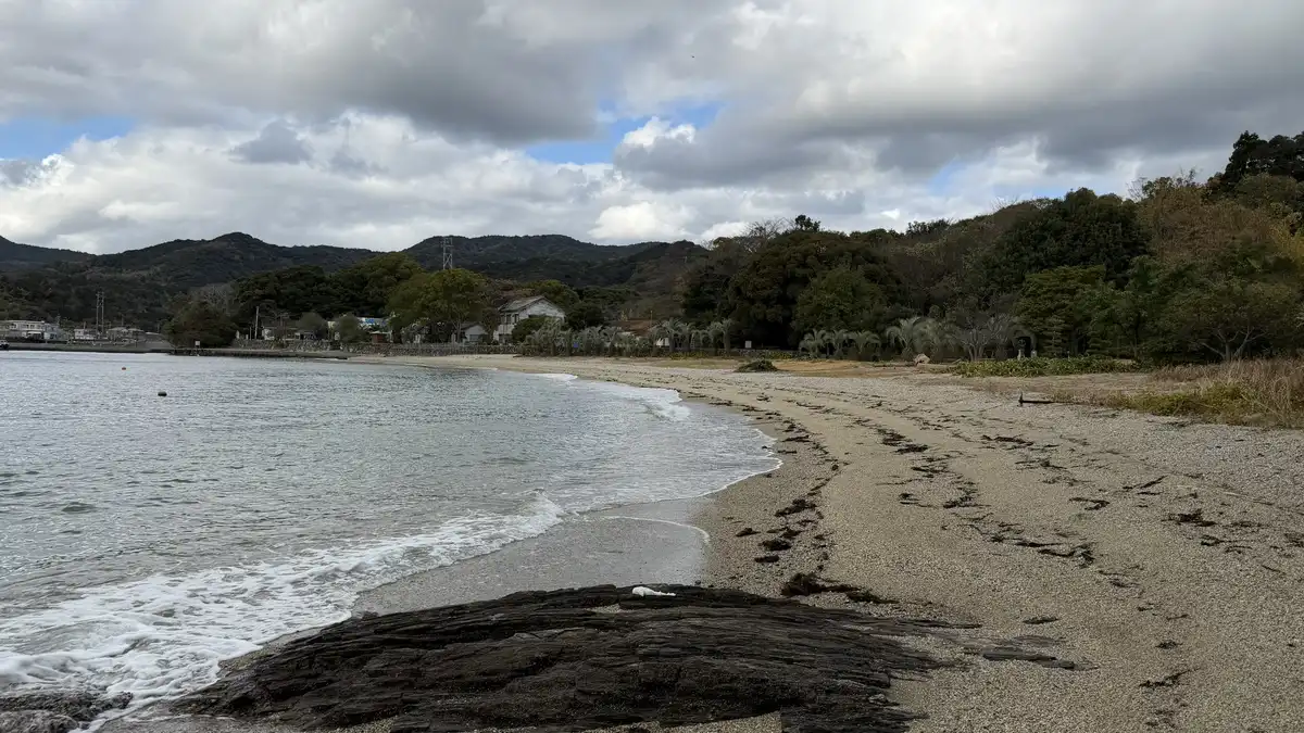 Beach viewed from the rocks