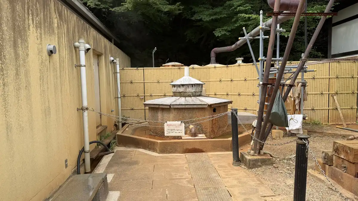 The round spring equipment behind the fence.